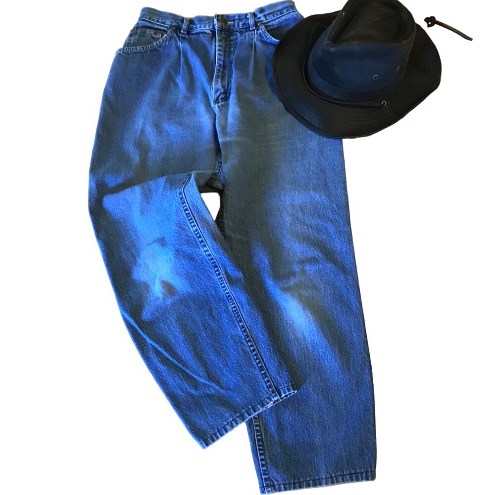 Pleated High-Waisted Jeans Lee Riders Vintage 80s Union Label Sz 13 Junior